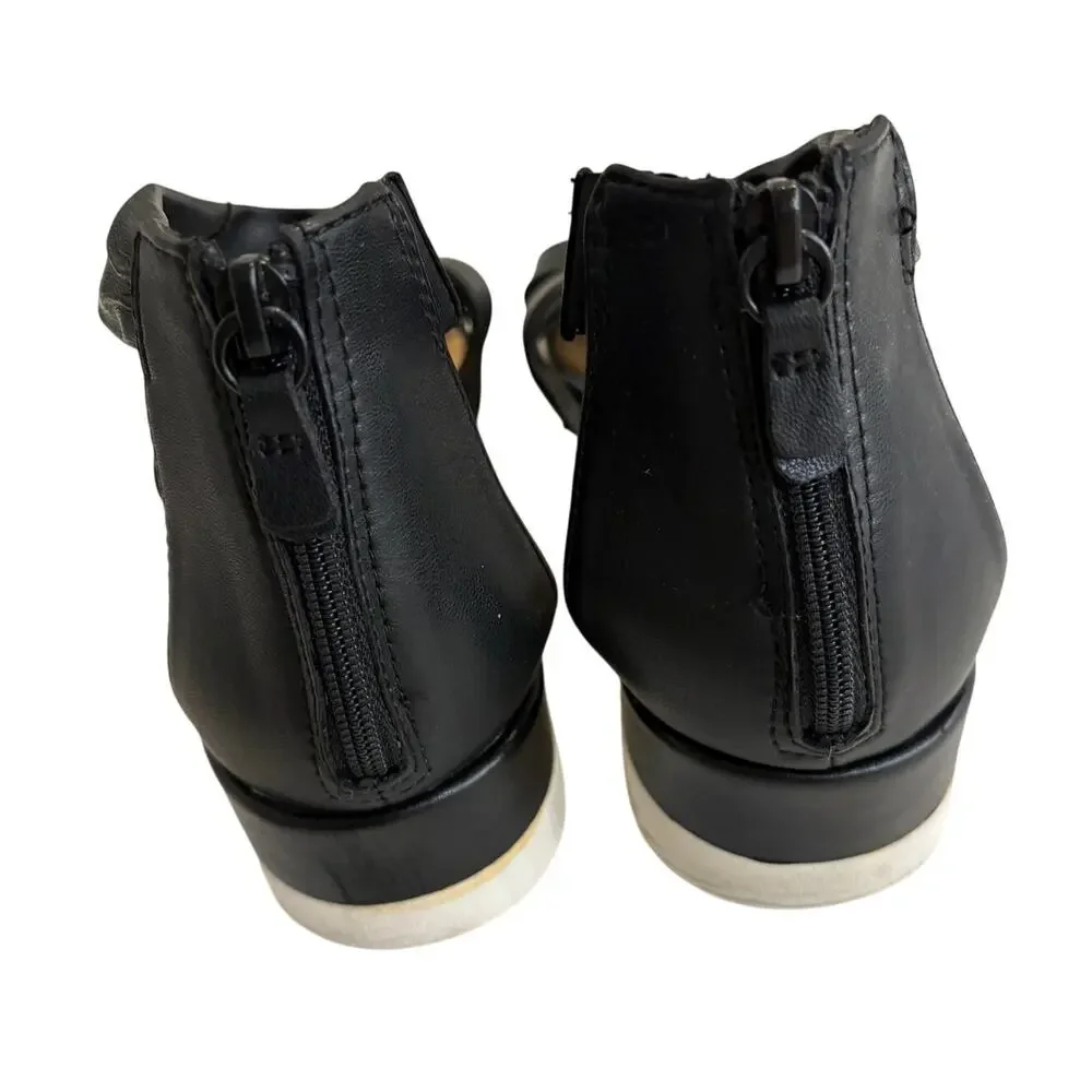 Clarks Strappy Sandals Black Clara Rae Ankle Strap Comfort Zip Womens 8 M
